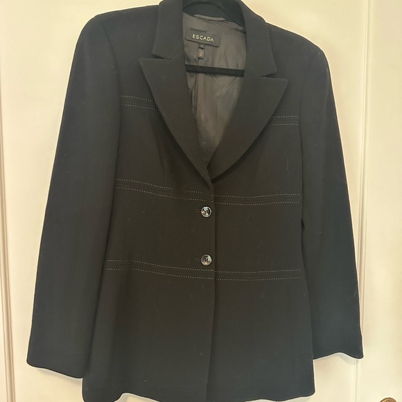 Escada vintage wool black double-breasted blazer contrast seams - Size 36 / US4 - Picture 15 of 15